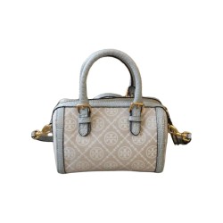 TORY BURCH T Monogram Leather Mist Gray