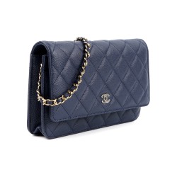 CHANEL WOC Grained Embossed Navy Blue