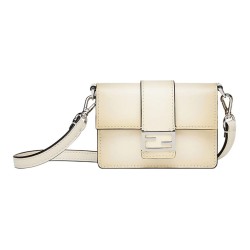 FENDI Baguette Cow Leather Necklace Pouch, Baguette Bag, Handheld Crossbody Bag, Shoulder Bag Men's White