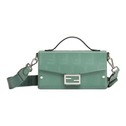 FENDI BaguetteTrunk Calfskin Shoulder Bag Crossbody Bag Handbag Men's Green
