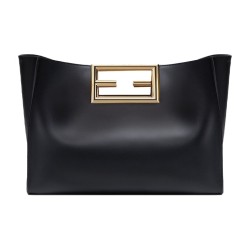 FENDI Calfskin Tote Bag Black