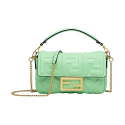 FENDI Baguette Lambskin Baguette Bag Crossbody Bag Handbag Shoulder Bag Mini Women's Green