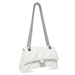 BALENCIAGA Crush Small Chain Bag Quilted in Optic White