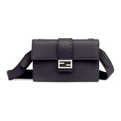 FENDI Baguette Leather Baguette Bag Clutches Crossbody Bag Shoulder Bag Men's Black