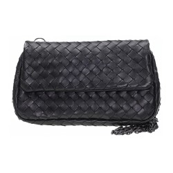 Bottega Veneta Sheepskin Messenger Bag Crossbody Bag Black
